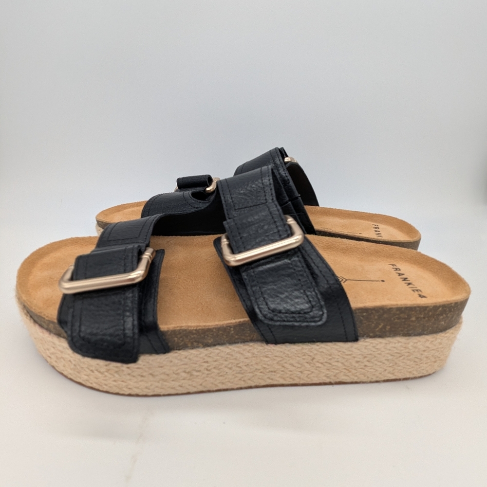 Black Women's Sandals with Buckle Detail